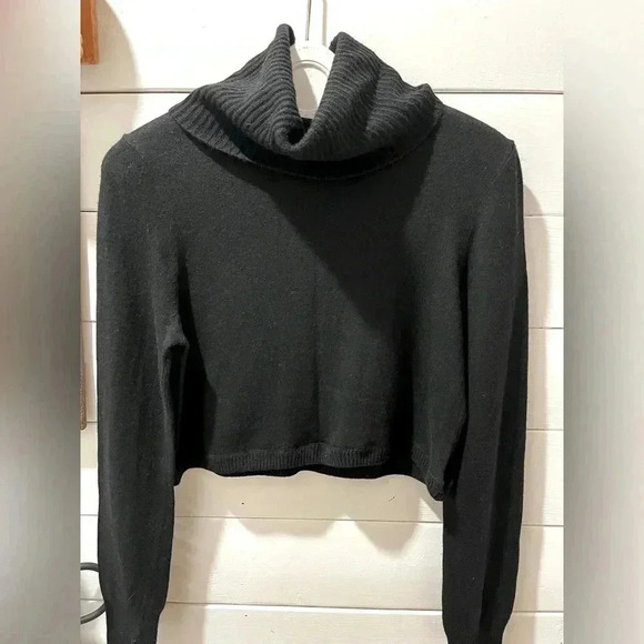 📍MADEWELL ⚠️ Black Wool-Blend Cropped Turtleneck Sweater – Size M - Picture 1 of 7
